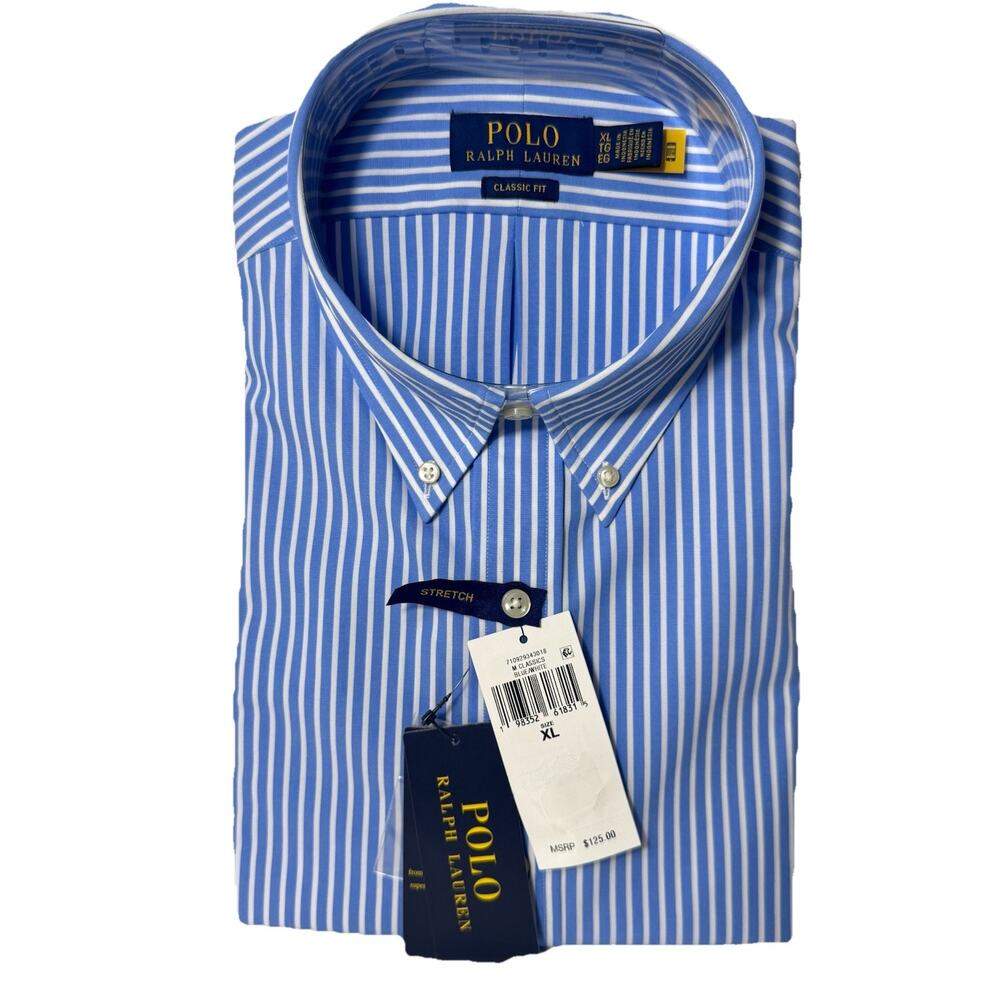 Polo Ralph Lauren Mens X-Large Dress Shirt Multi Colors Blue/White Slim Fit $125